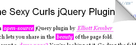 ページめくりを表現するJavaScriptライブラリ「The Sexy Curls jQuery Plugin」